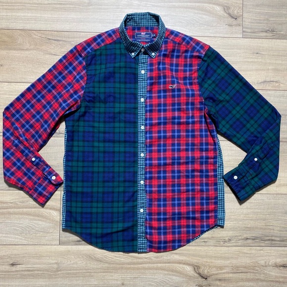 Vineyard Vines Mens Long Sleeve Classic Fit Party Whale Shirt Size M Multi Plaid - Picture 1 of 11